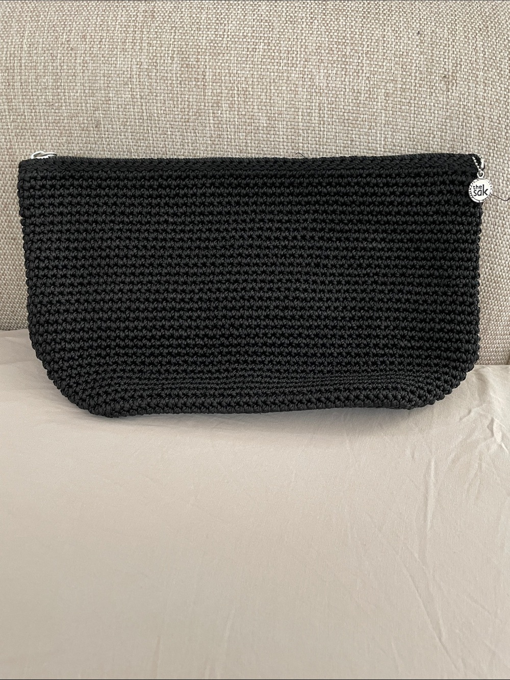 The Sak Black Crochet Zip Cosmetic Bag